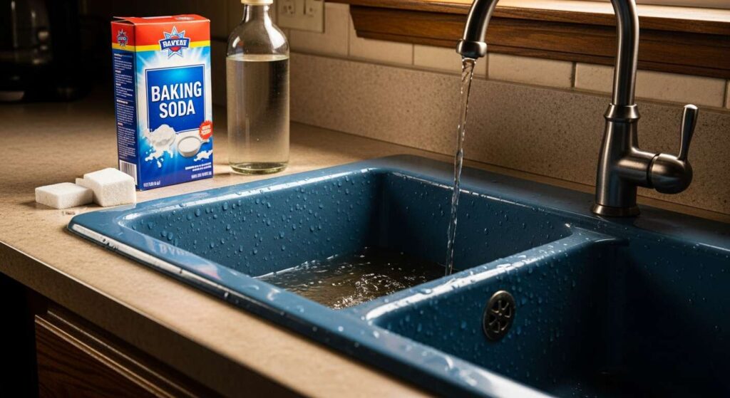 Abfluss verstopft: Natron und Essig lösen die Blockade ohne Chemie in Minuten